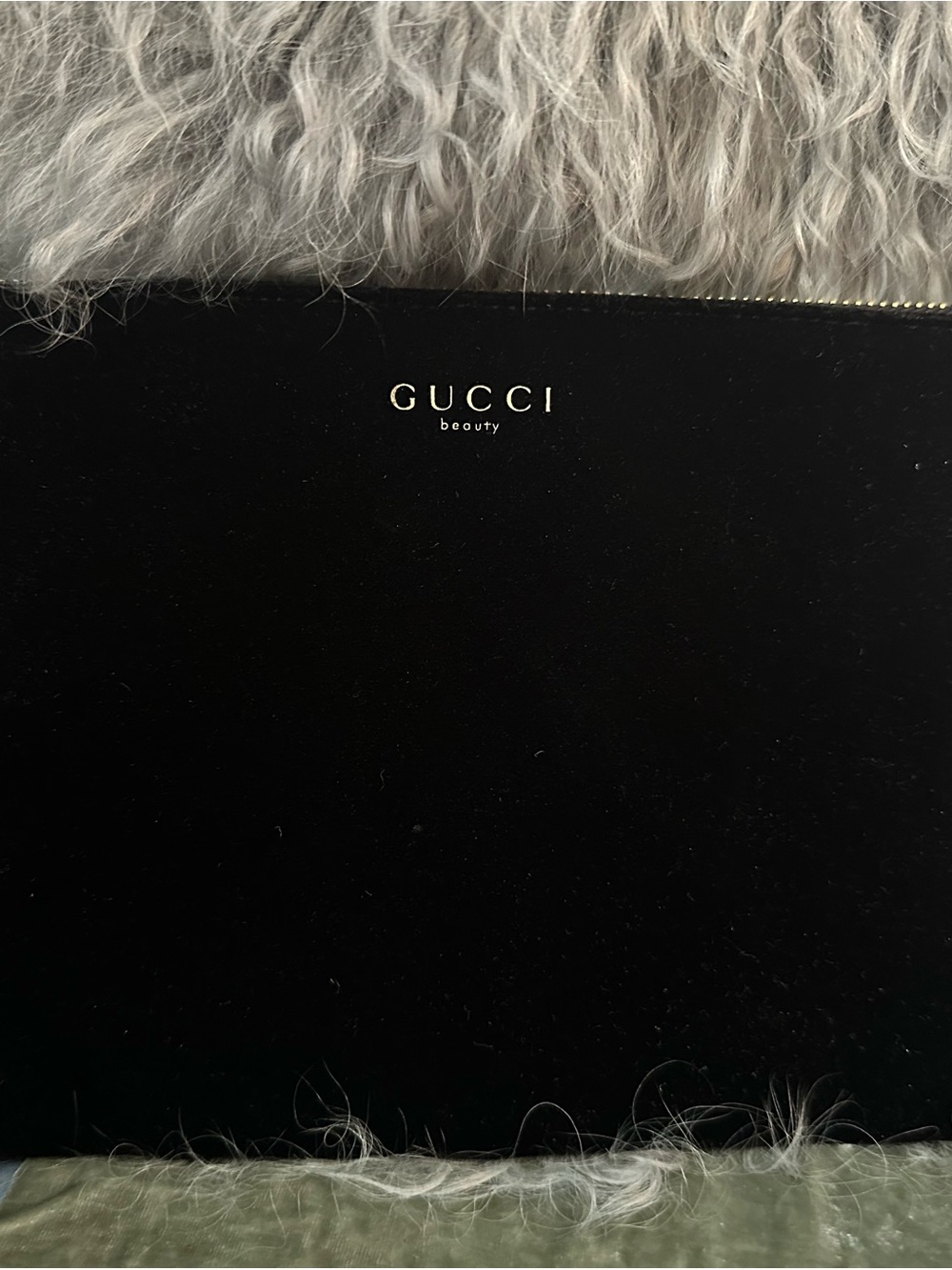 Gucci Beauty Black Velvet Envelope Cosmetic Pouch Makeup Bag Clutch